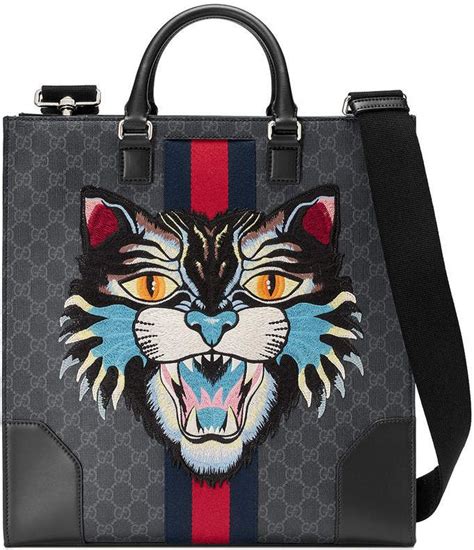 gucci wild cat ring|Gucci tote with cat.